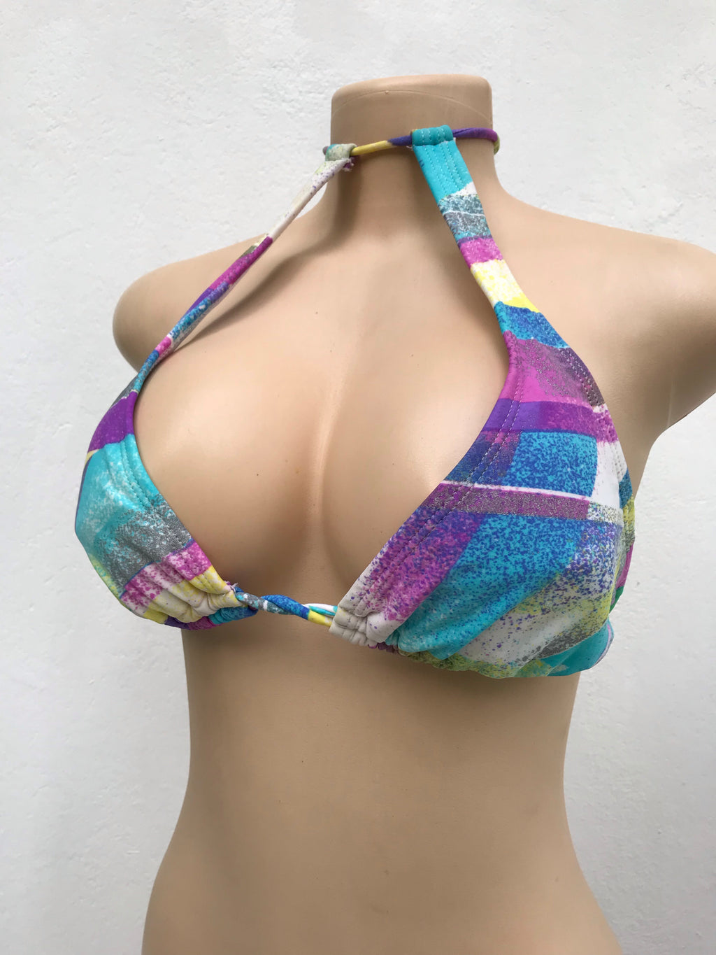 Neon Glitter Print Bikini Top