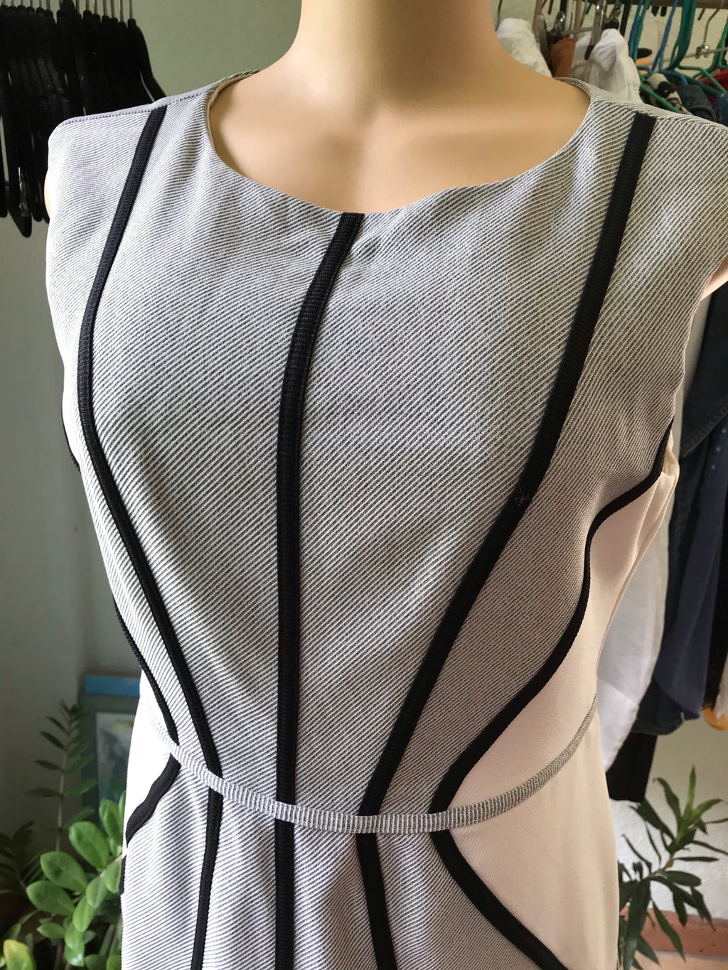 Vintage Grey Stripe Professional Dress