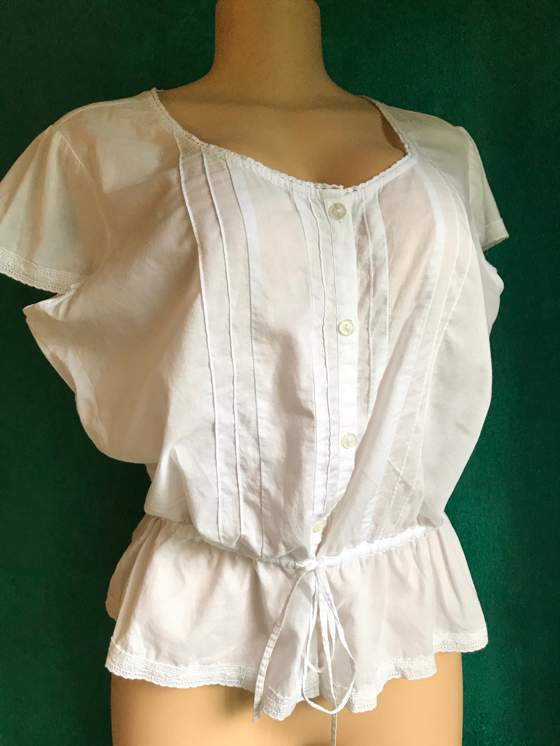 100% Cotton White Eyelet Blouse Flare