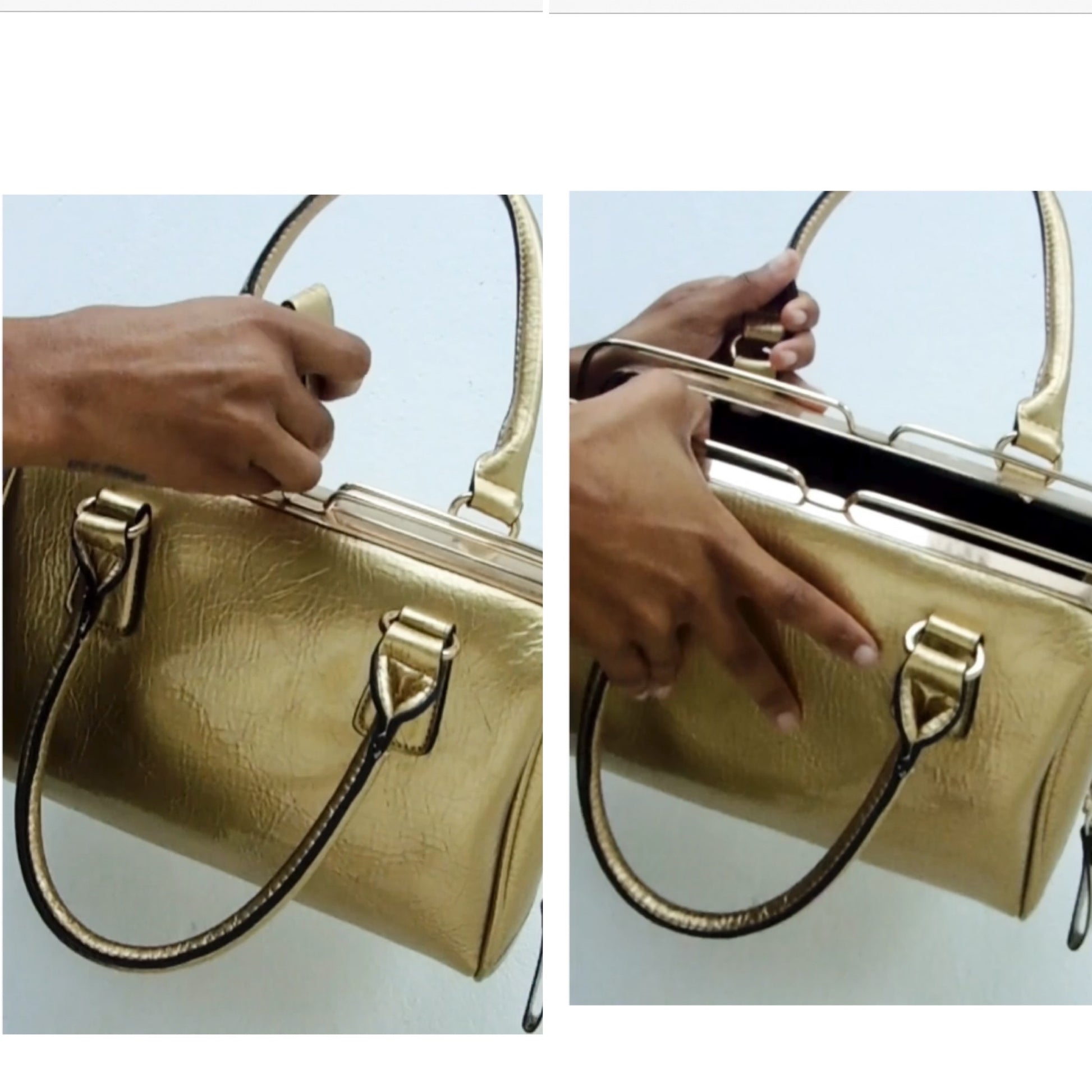 Unused Shiny Gold Ladies Handbag Special Closure