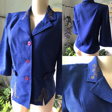 Load image into Gallery viewer, Vintage Blue Lightwear Blazer / Jacket Embroidery
