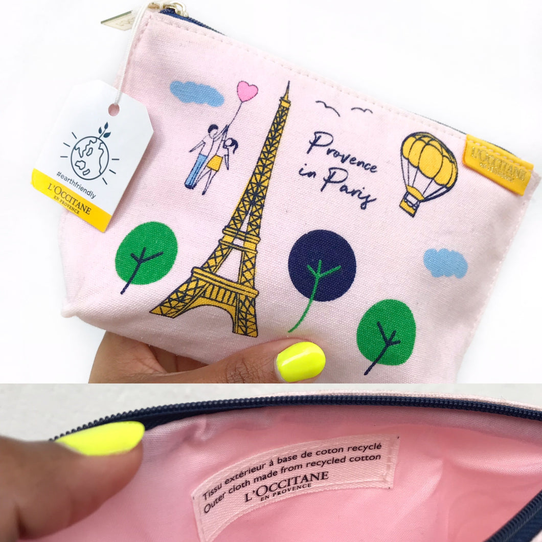 French Recycled Cotton Pastel Pink Makeup Pouch
